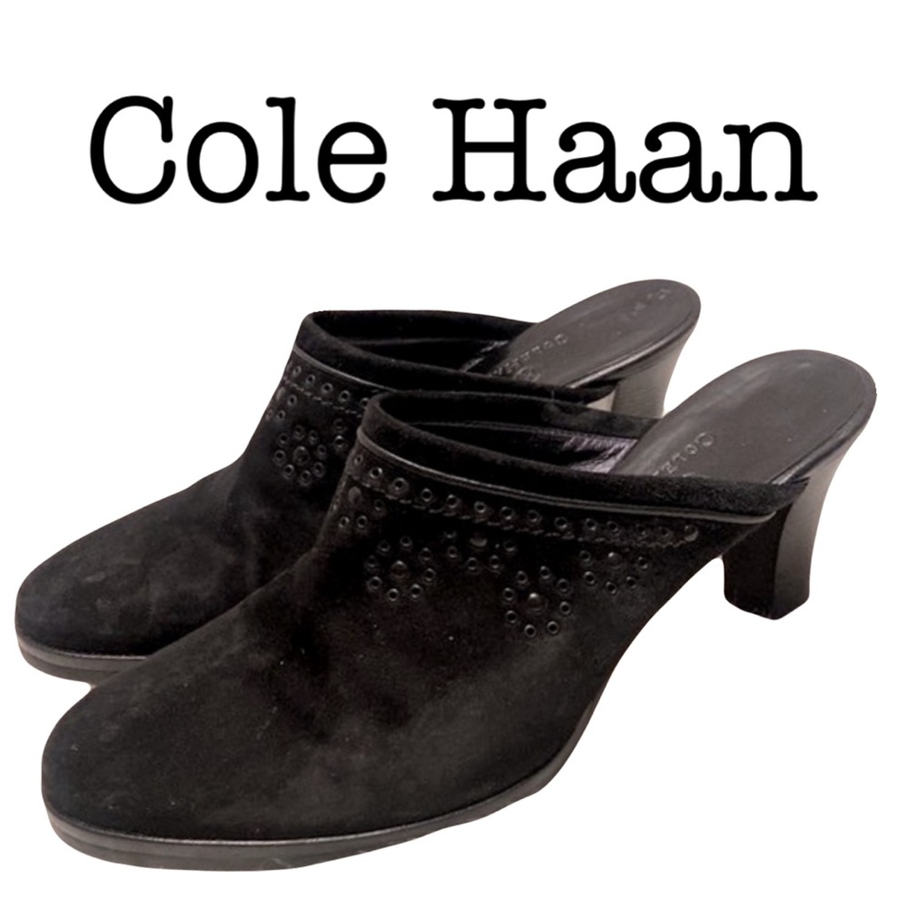 Cole Haan Vintage Black Suede Clogs Size 8